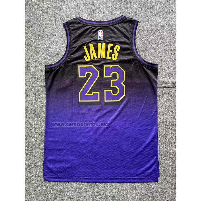 Camiseta Los Angeles Lakers LeBron James #23 Ciudad 2024-25 Violeta